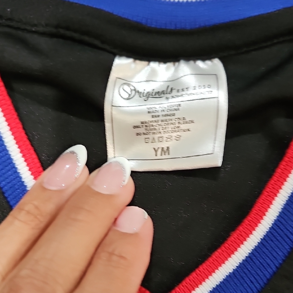 Kids Black Basketball Jersey with Red and Blue Accents - Picture 3 of 7